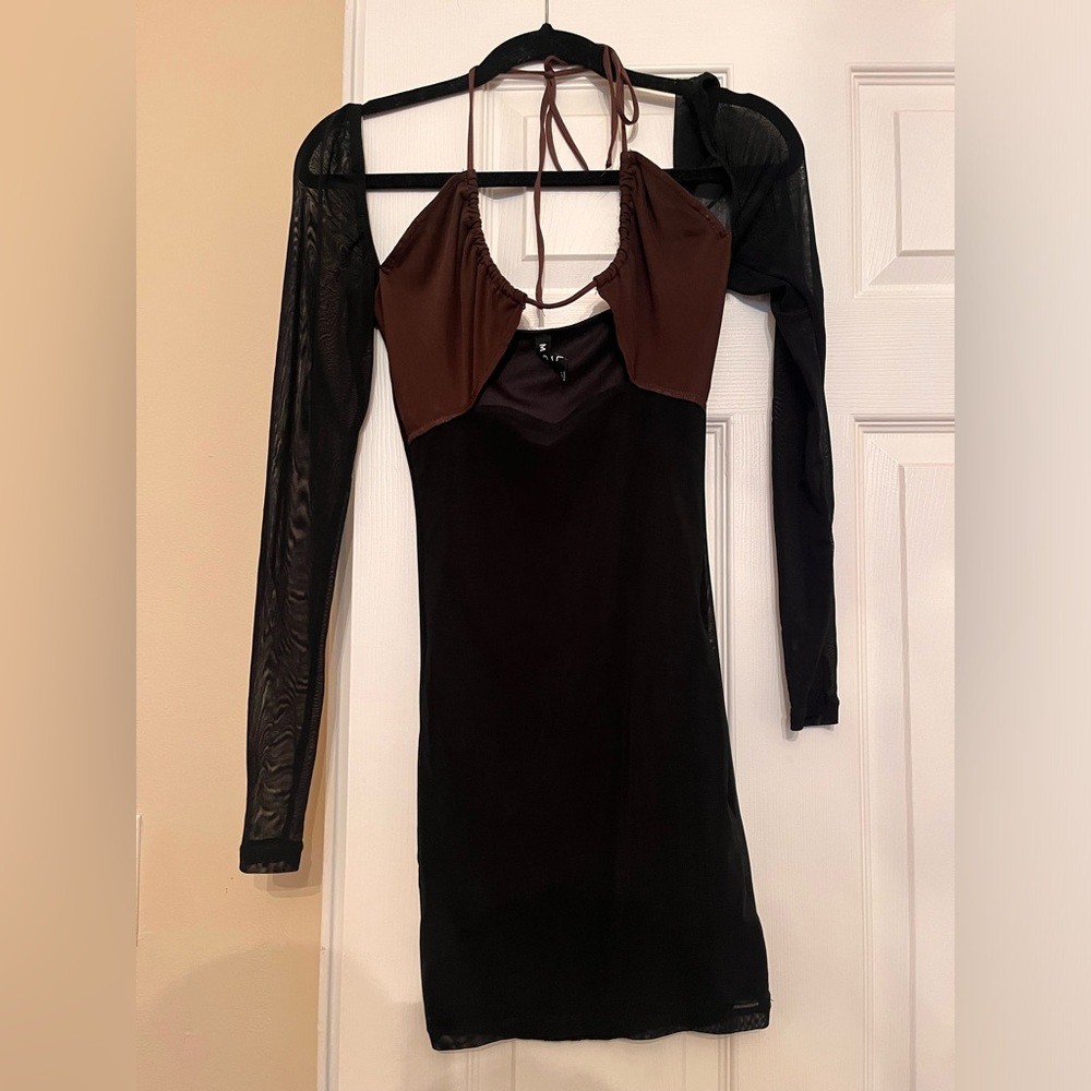 Elegant Black and Brown Dress